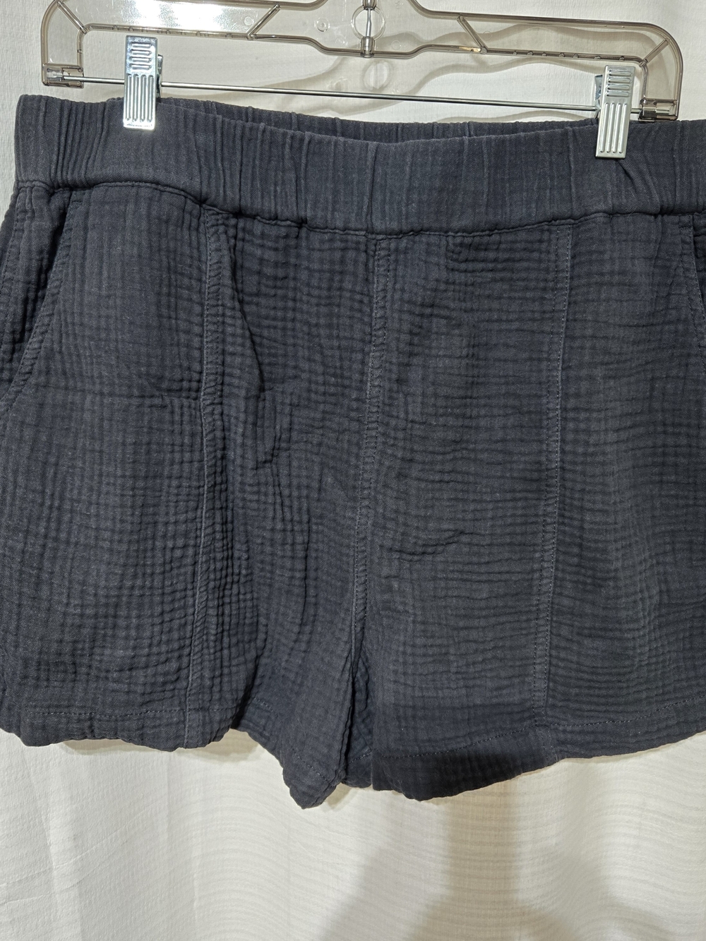 Madewell Black High-Waist Textured Cotton Shorts
